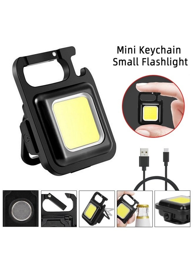 Multifunctional Rechargeable Emergency Light Keychain Portable Work Light Highlight COB Inspection Light Outdoor Camping Light-Color:Black  - Image 5
