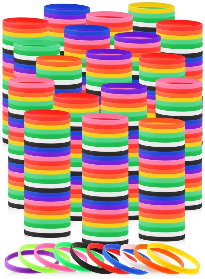 Liliful 400 Pcs Silicone Wristbands Solid Color Silicone Bracelets Blank Rubber Sports Rubber Wristbands Bracelets Stretch Bands for Adults Men Women Teen(Colorful) - Image 1
