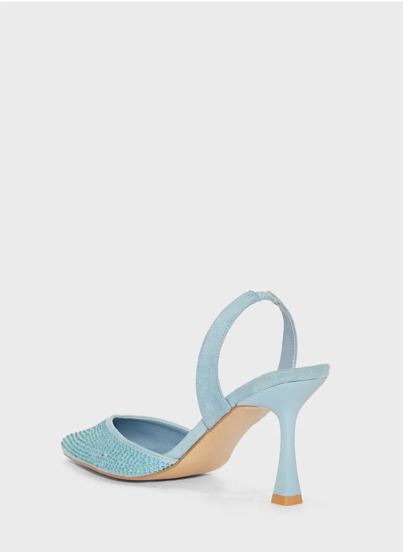 جينجر Diamante Slingback Pointed Pump
