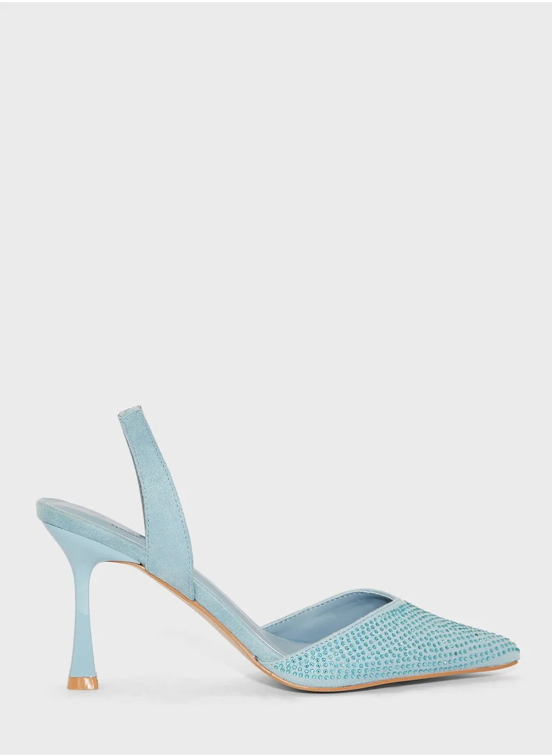 جينجر Diamante Slingback Pointed Pump