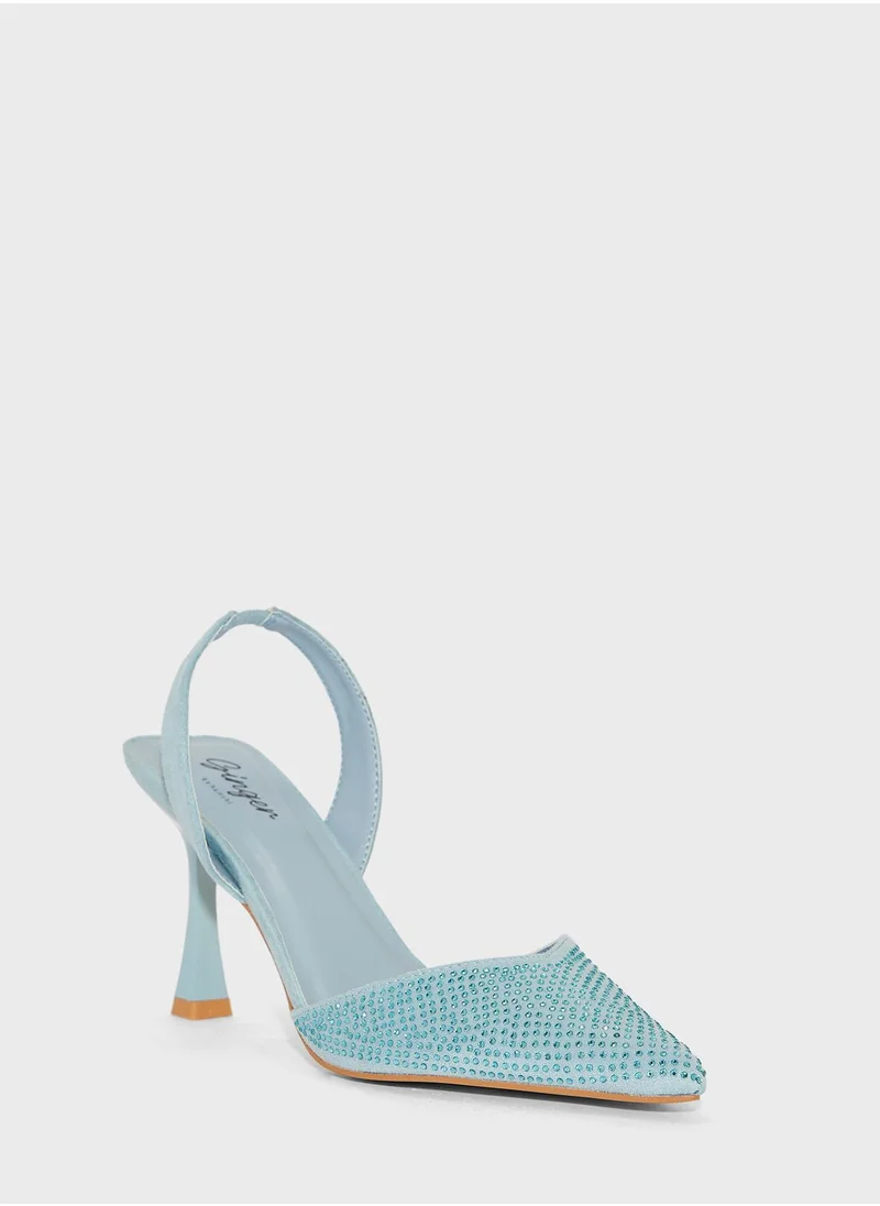 جينجر Diamante Slingback Pointed Pump