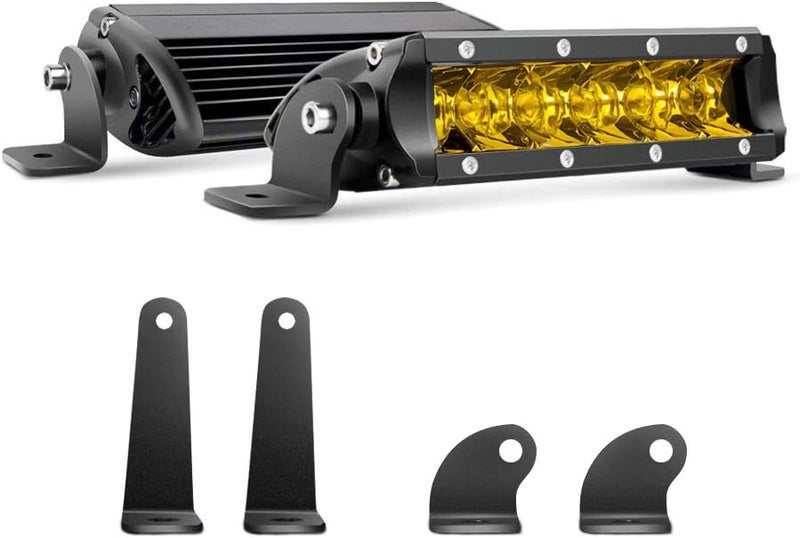 Chelhead Flexible purchase choices Led Light Bar, Super Slim 2 PCS 7 Inch 30W Spot Yellow Driving Fog Single Row Light Bar 3600LM Off Road Led Lights with 2 Types of Mounting Brackets for Jeep Truck SUV UTV Individual group scene compatible - Image 1