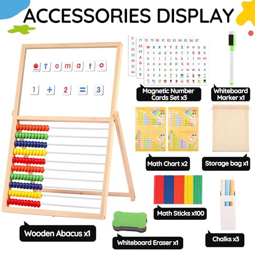 INNOCHEER Magnetic Letters And Numbers Abacus For Kids Math Fridge Magnets Easel For Kids Alphabet Magnets Magnetic Alphabet Letters Learning Educational Toys Gifts For 3 4 5 6 7 8 Year Old Girls Boys - Image 5