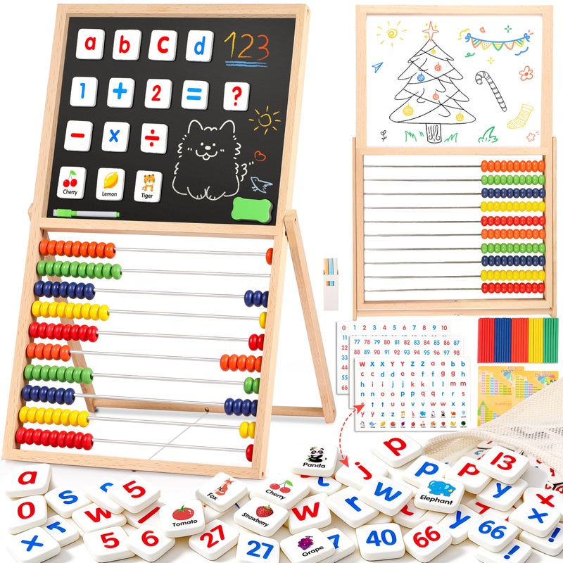 INNOCHEER Magnetic Letters And Numbers Abacus For Kids Math Fridge Magnets Easel For Kids Alphabet Magnets Magnetic Alphabet Letters Learning Educational Toys Gifts For 3 4 5 6 7 8 Year Old Girls Boys - Image 3