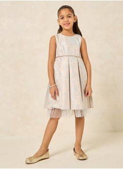 Styli فستان جاكار مطوي على شكل صندوق  - Image 1