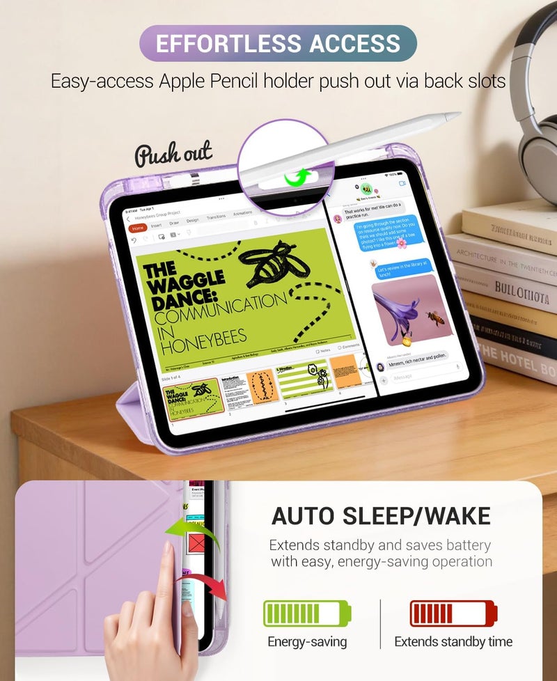 CoBak Case for iPad (A16) 11th Generation 11 Inch 2025, iPad 10th Generation 10.9 Inch 2022 - Protective Cover with Multi-Angle Includes Portrait Stand, Pencil Holder and Auto Wake/Sleep, Purple - Image 5