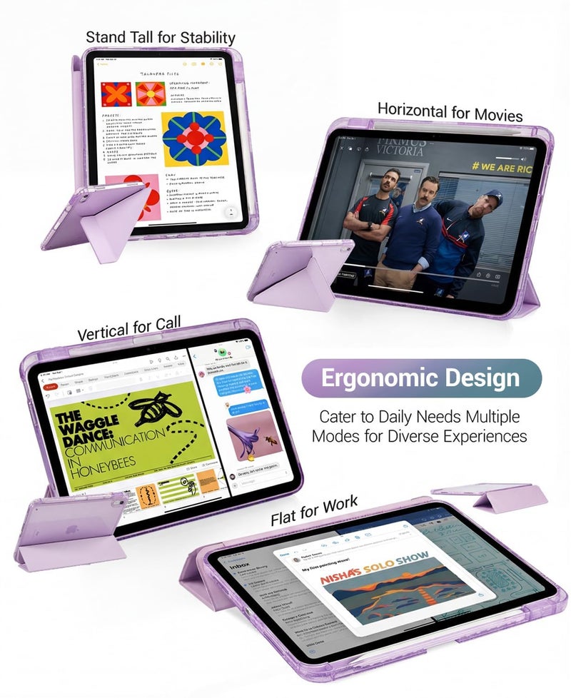 CoBak Case for iPad (A16) 11th Generation 11 Inch 2025, iPad 10th Generation 10.9 Inch 2022 - Protective Cover with Multi-Angle Includes Portrait Stand, Pencil Holder and Auto Wake/Sleep, Purple - Image 4
