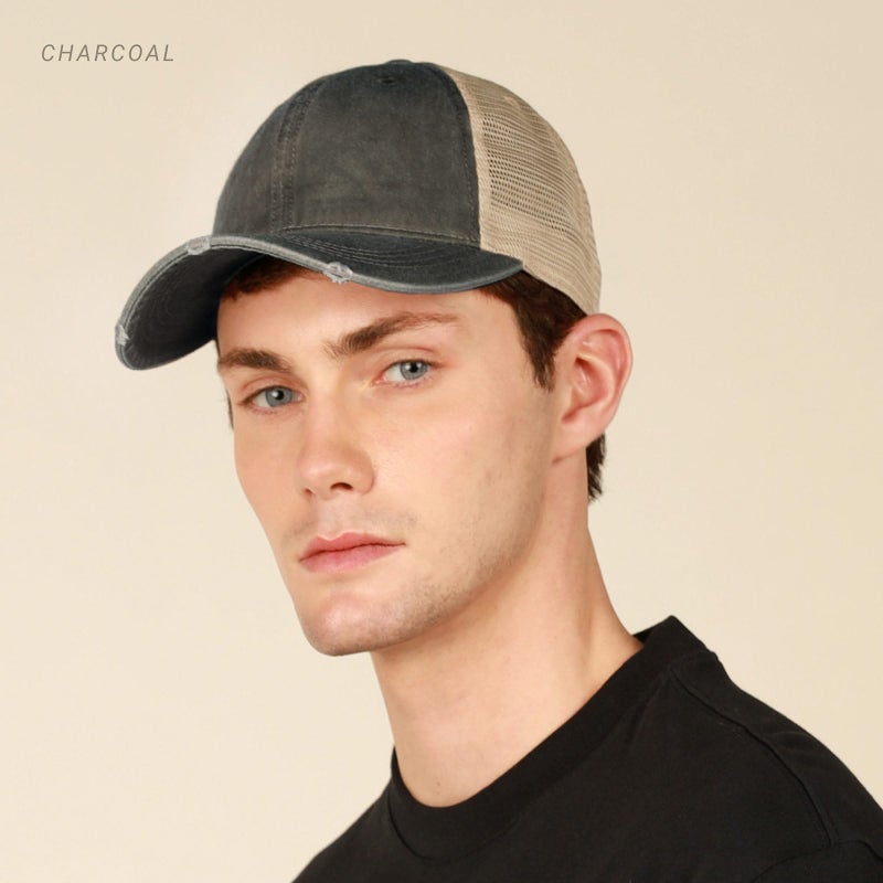 CHOK.LIDS Everyday Premium Washed Trucker Hat Unstructured Vintage Distressed Pigment Dyed Cap Adjustable Outdoor Headwear (Light Grey) - Image 3