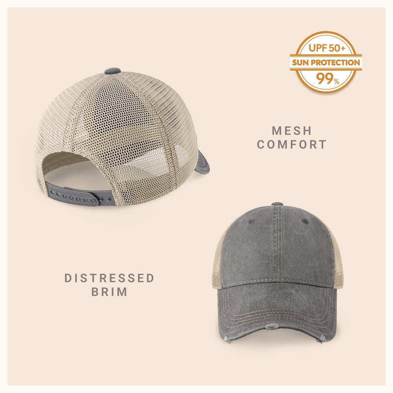 CHOK.LIDS Everyday Premium Washed Trucker Hat Unstructured Vintage Distressed Pigment Dyed Cap Adjustable Outdoor Headwear (Light Grey) - Image 2