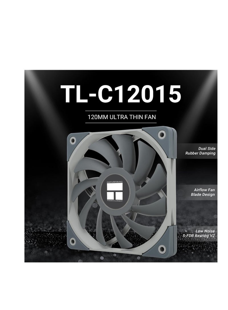Thermalright TL-C12015 CPU Fan Computer Case Fan Quiet 4PIN PWM PC Fan, 1500RPM Speed,15mm Slimline Cooler Fan, 120mm PC Cooler Fan - Image 2