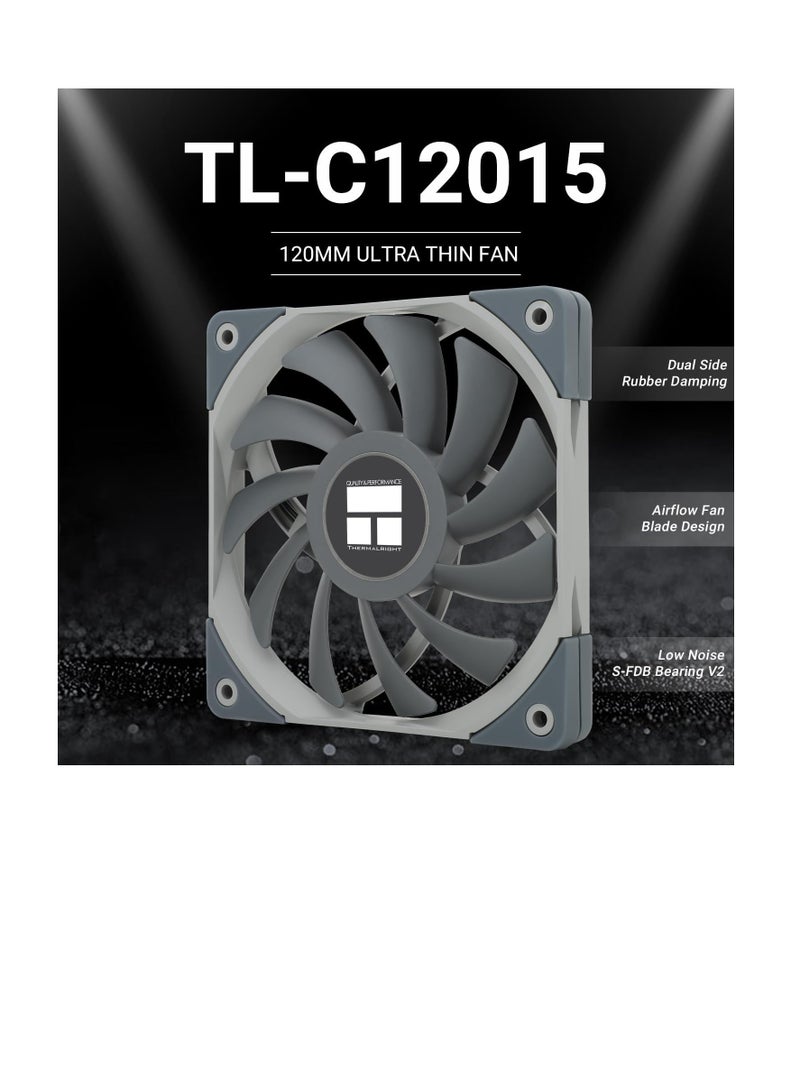 Thermalright TL-C12015 CPU Fan Computer Case Fan Quiet 4PIN PWM PC Fan, 1500RPM Speed,15mm Slimline Cooler Fan, 120mm PC Cooler Fan - Image 4