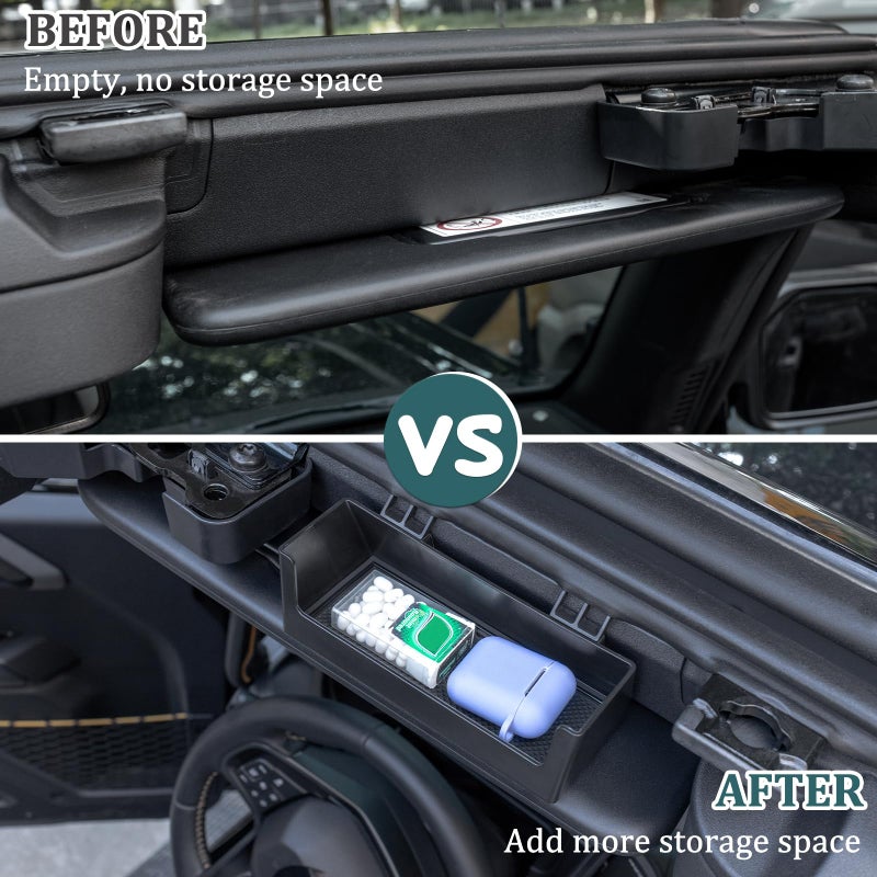 TOPINSTALL Sun Visor Sunglass Holder Compatible with 2021-2026 Ford Bronco 2/4 Door, Glasses Box Card Storage Organizer Interior Accessories 1 Pack Black(Not for Sport Model) - Image 2