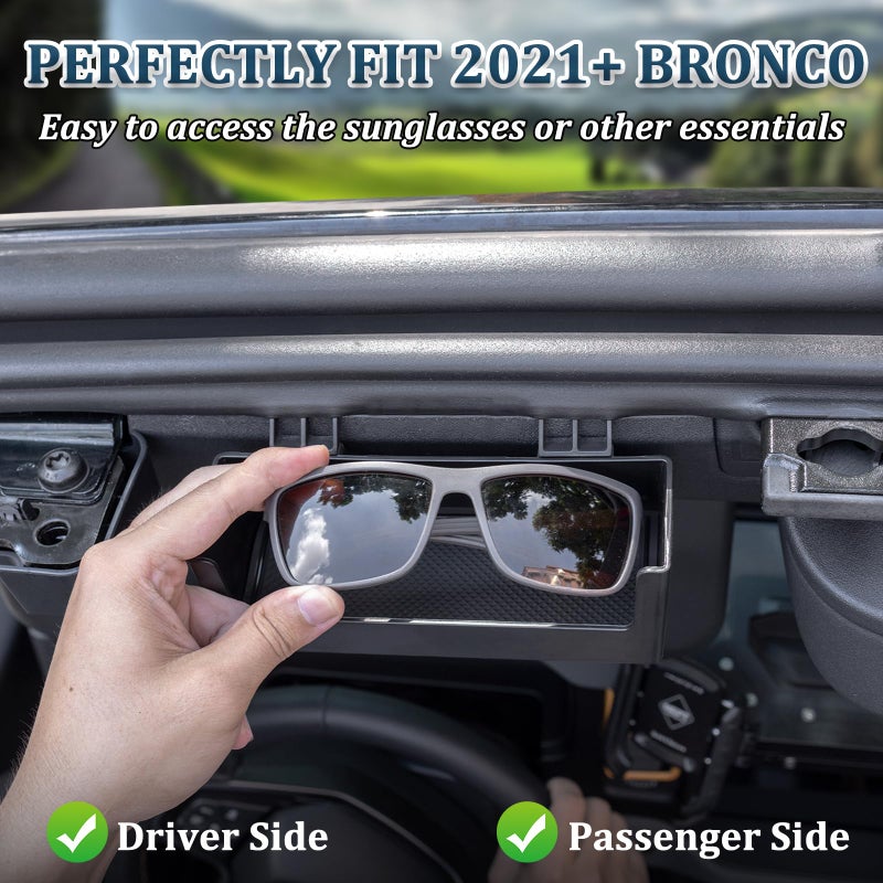 TOPINSTALL Sun Visor Sunglass Holder Compatible with 2021-2026 Ford Bronco 2/4 Door, Glasses Box Card Storage Organizer Interior Accessories 1 Pack Black(Not for Sport Model) - Image 3