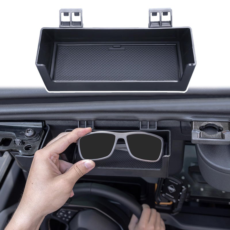 TOPINSTALL Sun Visor Sunglass Holder Compatible with 2021-2026 Ford Bronco 2/4 Door, Glasses Box Card Storage Organizer Interior Accessories 1 Pack Black(Not for Sport Model) - Image 1