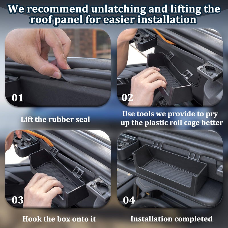 TOPINSTALL Sun Visor Sunglass Holder Compatible with 2021-2026 Ford Bronco 2/4 Door, Glasses Box Card Storage Organizer Interior Accessories 1 Pack Black(Not for Sport Model) - Image 4