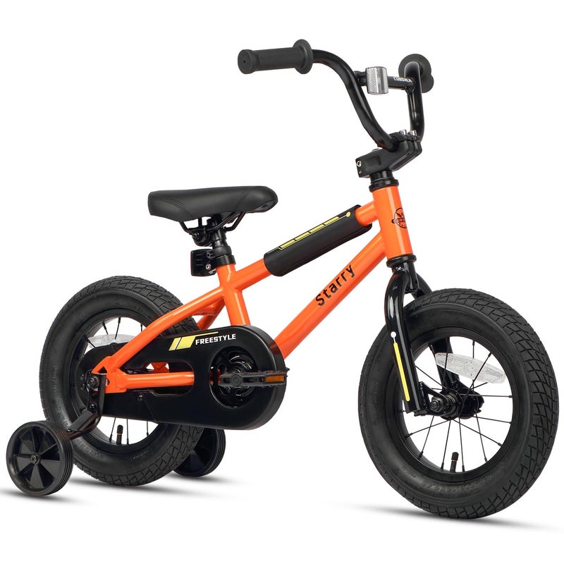 cubsala 12 Inch Kids Bike for 1 2 3 4 Years Old Boys Girls Beiginner Toddlers Riders BMX Style Bicycle with Training Wheels Coaster Brake, Orange - Image 1