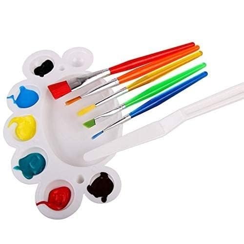 deziine DEZIINE� Kids 7 Pcs Painting Brush Set - 5 Pcs Nylon Bristles Brush,1 Pc Palette Knife 1 Palette  - Image 1