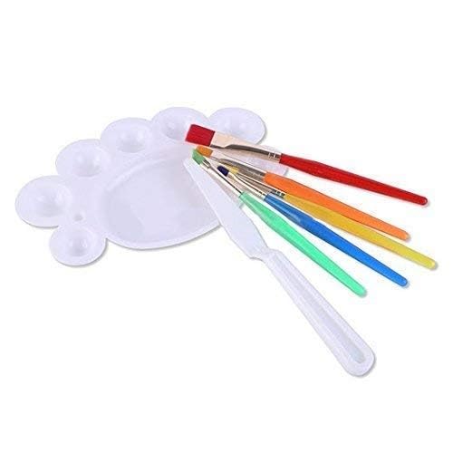 deziine DEZIINE� Kids 7 Pcs Painting Brush Set - 5 Pcs Nylon Bristles Brush,1 Pc Palette Knife 1 Palette  - Image 3