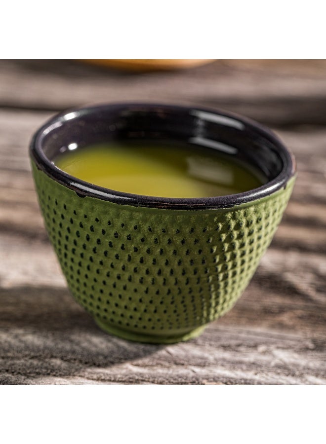 Restaurantware أكواب شاي تيتسوبين سعة 2 أونصة، 2 كوب شاي ياباني تقليدي مزخرف - مطلي بالمينا، مقاوم للتآكل، أكواب شاي صغيرة من الحديد الزهر الأخضر، مقاومة للتشقق، مقاومة للصدأ - Image 3