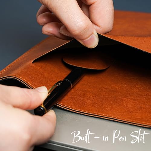 kullder PU Leather A4 File Folder Document Holder for Women, Waterproof Portfolio Envelope Folder Case with Snap Closure, A4 Envelopes Leather Filing Folder Organizer for Women Men Colleagues Staffs - Brown - Image 4