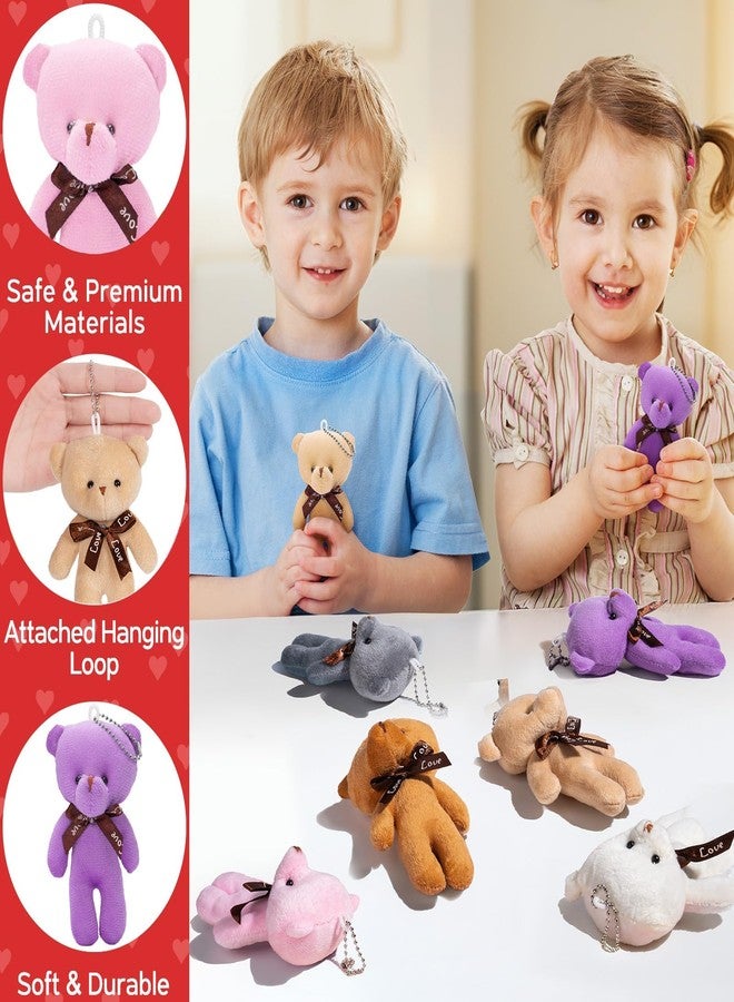 Asoulin Valentines Day Gifts for Kids, 24 Pack Small Animal Plush Bear Toy with Valentines Day Card, Stuffed Animal Keychains for Kids Teens School Exchange Gifts Class Prize Goodie Bags Stuffers Party Favor, - Image 2