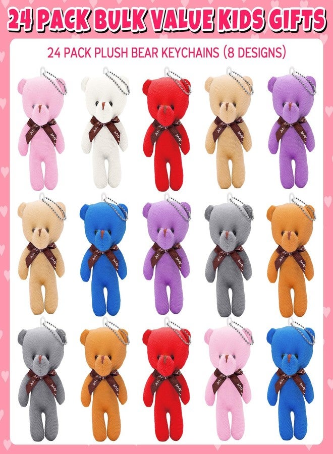 Asoulin Valentines Day Gifts for Kids, 24 Pack Small Animal Plush Bear Toy with Valentines Day Card, Stuffed Animal Keychains for Kids Teens School Exchange Gifts Class Prize Goodie Bags Stuffers Party Favor, - Image 3