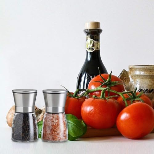 Marve Premium Stainless Steel Salt and Pepper Grinder - Salt and Pepper Shakers - Pepper and Salt Mill with Ceramic Blades and Adjustable Coarseness Set (Mini Pepper Mill 2Pcs) - Image 4