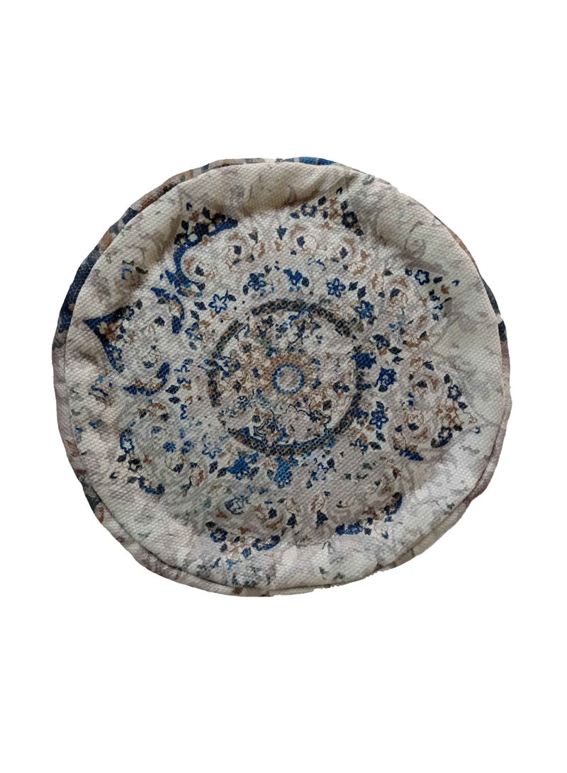 Ramsha Printed pouf with leather handle for living room footrest ottomans pf-030 50X50X30 CM - Image 3