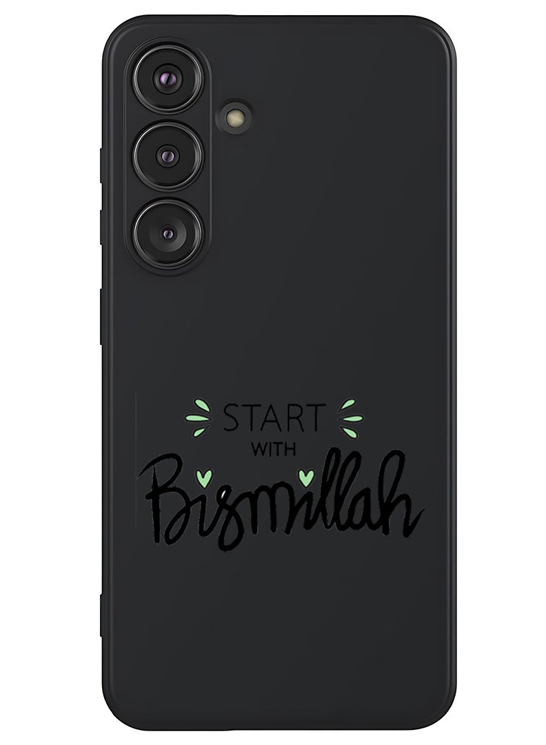 Theodor Protective Slim Fit Case Liquid Silicone Cover with Full Body Protection Anti-Scratch Shockproof Case For Samsung Galaxy S25 Plus (Black) - Start with Bismillah Black - Image 1