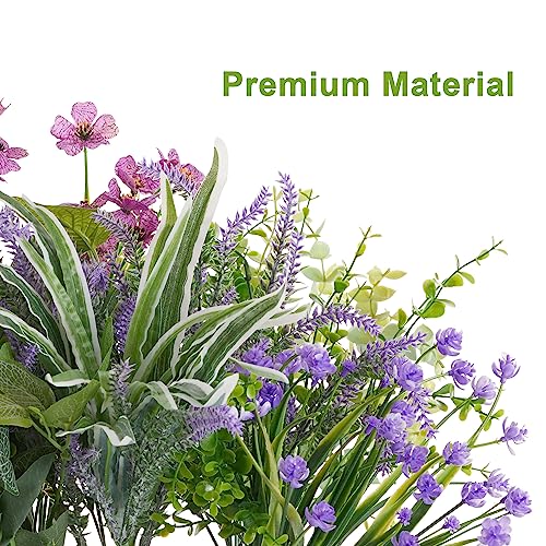 Partyjoy PARTY JOY 19 Bunches Fake Plants Outdoor, Fake Bushes UV Resistant Artificial Lavender Flowers Greenery Shrubs Faux Greenery for Outdoor Garden Patio Front Porch Yard Decor - Image 4