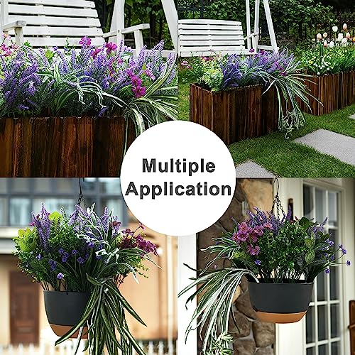 Partyjoy PARTY JOY 19 Bunches Fake Plants Outdoor, Fake Bushes UV Resistant Artificial Lavender Flowers Greenery Shrubs Faux Greenery for Outdoor Garden Patio Front Porch Yard Decor - Image 3