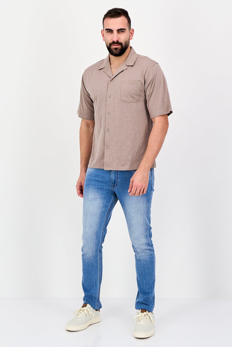 Aeropostale قميص رجالي عادي بقصة مريحة بأكمام قصيرة، طيني - Image 4