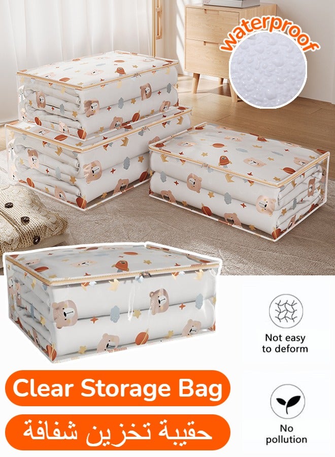 Clear Clothes Storage Bags with Zipper, Large Capacity Foldable Moving Bags ,Closet Organizers and Storage Containers for Bedding, Duvet, Comforter (L)  - Image 1