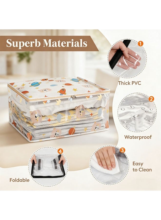 Clear Clothes Storage Bags with Zipper, Large Capacity Foldable Moving Bags ,Closet Organizers and Storage Containers for Bedding, Duvet, Comforter (L) - Image 4