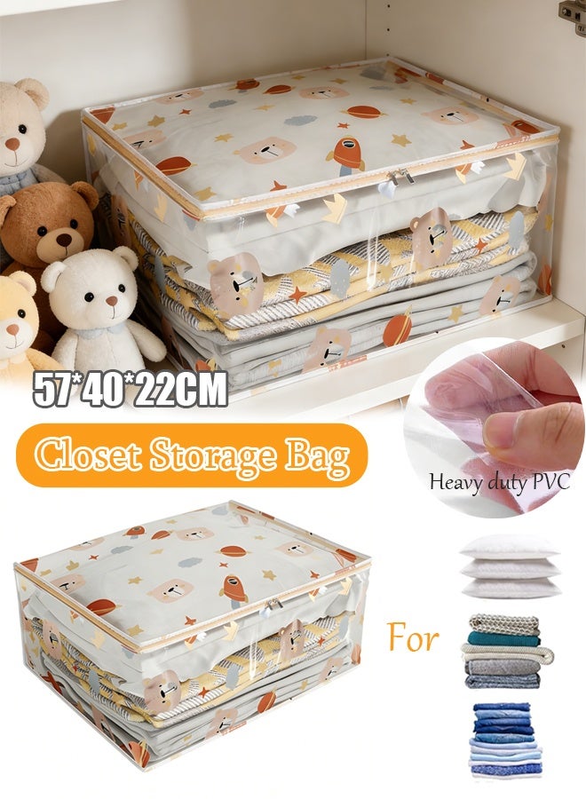 Clear Clothes Storage Bags with Zipper, Large Capacity Foldable Moving Bags ,Closet Organizers and Storage Containers for Bedding, Duvet, Comforter (L) - Image 1