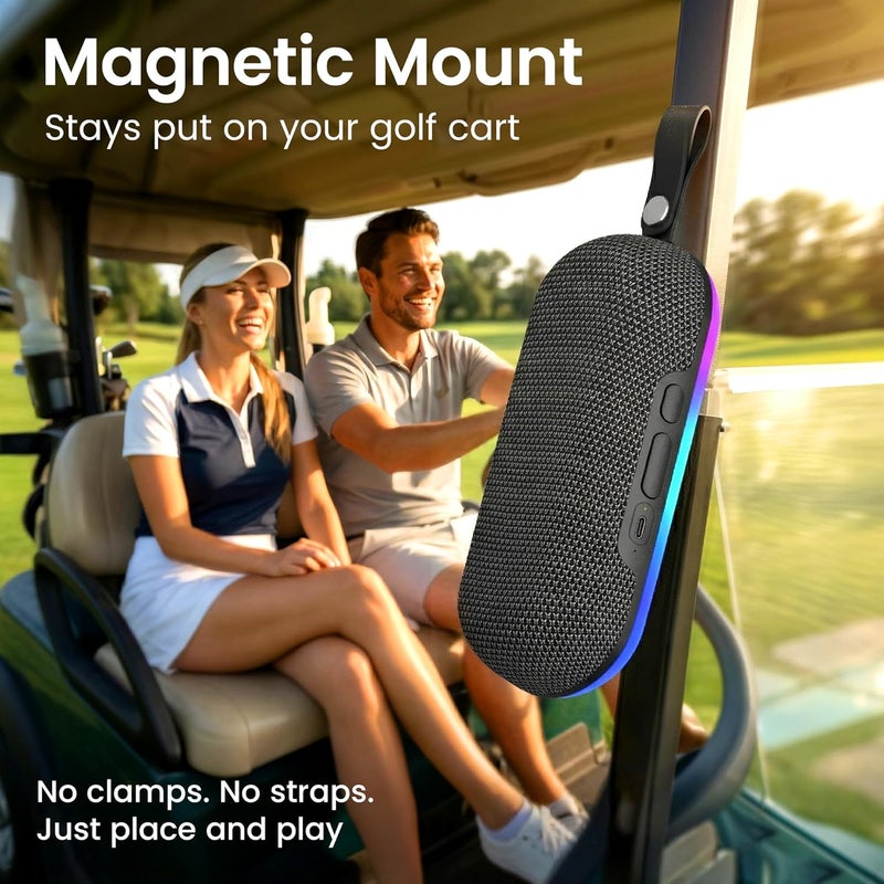 GearIT SoundBrick Bluetooth Speaker, 16W Stereo Sound, Magnetic Base, IPX6 Water-Resistant, RGB Lighting, TWS Pairing, Bluetooth 5.3, for Outdoors, Black - Image 2