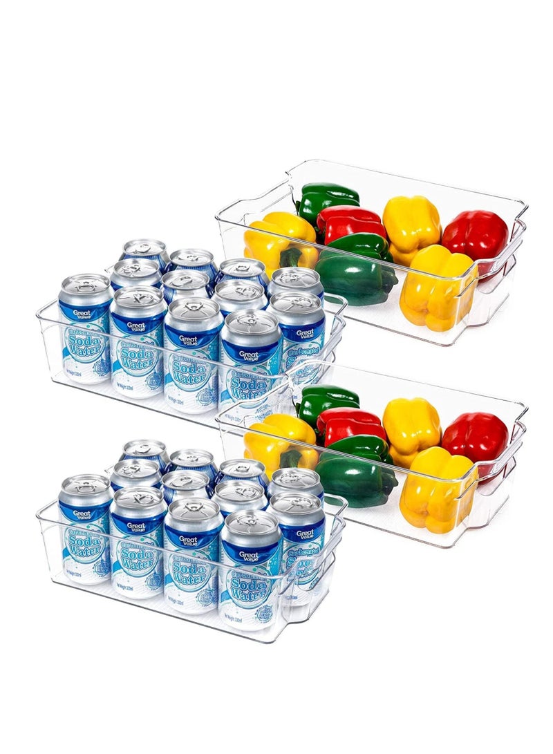 MahMir® Refrigerator Organizer Bins, Plastic Deep Food Storage Organization Container Bin For Kitchen, Pantry, Cabinet, Fridge, Countertop Organizer For Refrigerator 12.5'' Lx8.3"Wx3.5"H (4Pcs Pack) - Image 1