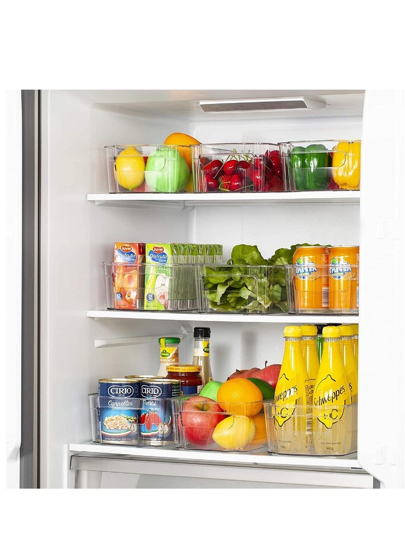 MahMir® Refrigerator Organizer Bins, Plastic Deep Food Storage Organization Container Bin For Kitchen, Pantry, Cabinet, Fridge, Countertop Organizer For Refrigerator 12.5'' Lx8.3"Wx3.5"H (4Pcs Pack) - Image 4