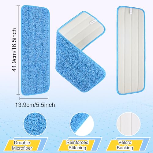 H-Gamely 8 Pack 16.5 inch Reusable Mop Pads Microfiber Spray Mop Replacement Heads for Wet/Dry Mops Compatible with Bona Floor Care System - Image 3