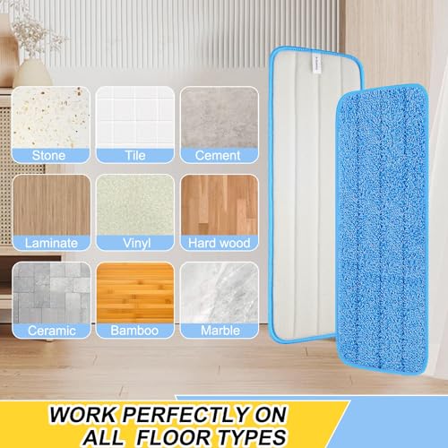 H-Gamely 8 Pack 16.5 inch Reusable Mop Pads Microfiber Spray Mop Replacement Heads for Wet/Dry Mops Compatible with Bona Floor Care System - Image 4