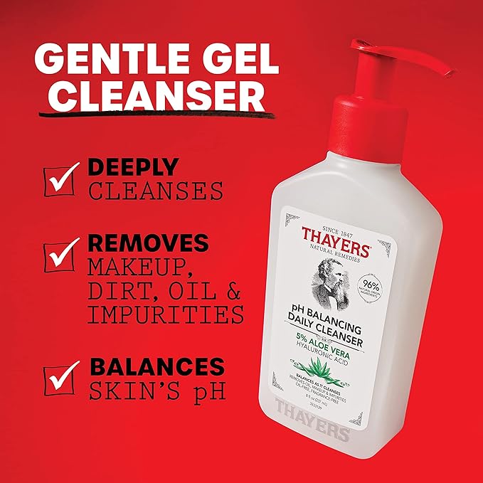 Thayers pH Balancing Daily Cleanser Face Wash with Aloe Vera Gentle and Hydrating Skin Care for Dry Oily or Acne Prone Skin 237 ml - Image 2