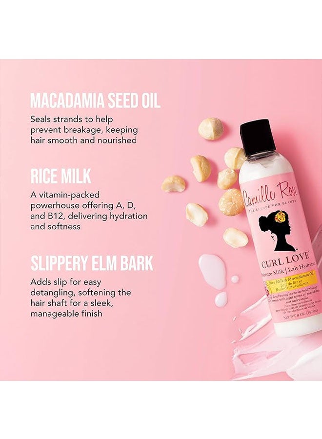 Camille Rose Curl Love Moisture Milk Leave In Conditioning Cream 240ml, Rice Milk and Macadamia Oil for All Hair Types - Image 4