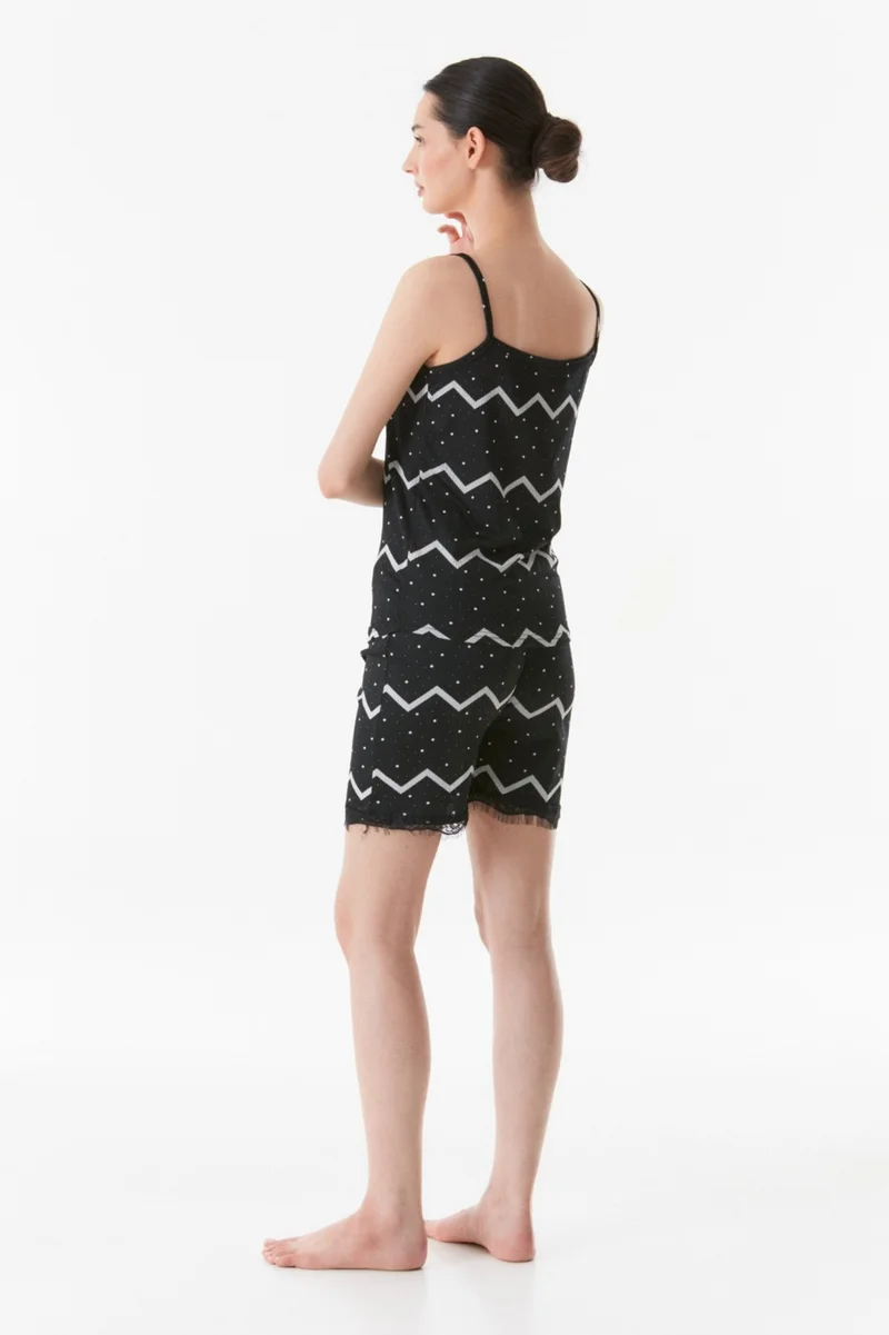فولامودا Patterned Lace Detailed Shorts Pajama Set