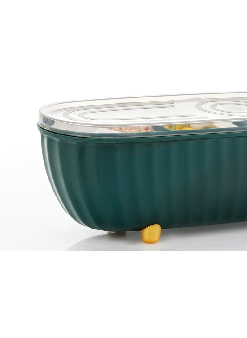TYAGY TYAGY 4 Compartments Seasoning Box with Lid Seasoning Storage Box Container Seasoning Box with Cover and Serving Spoons Kitchen Condiment Jars Plastic Seasoning Box Set MultiColor 1 Pcs  - Image 3