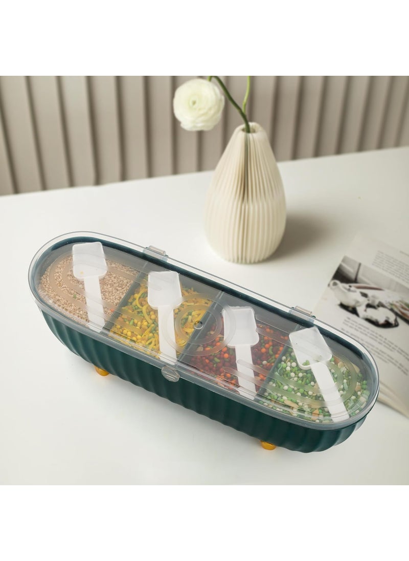 TYAGY TYAGY 4 Compartments Seasoning Box with Lid Seasoning Storage Box Container Seasoning Box with Cover and Serving Spoons Kitchen Condiment Jars Plastic Seasoning Box Set MultiColor 1 Pcs  - Image 5