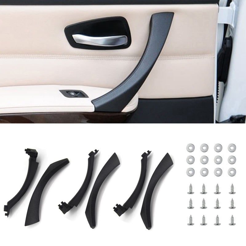 FEXON Inner and Outer Door Panel Pull Handle Trim Cover 3 Pair Replacement for BMW E90 E91 E92 E93 3 Series 323 325 328 330 335 Black