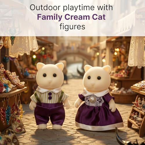OLEOCA Family Cream Cat Figures Set of 2 Collectible Flocked Mini Dolls with Removable Clothes Miniature Dollhouse Pretend Play Figures for Kids Ages 3 - Image 5