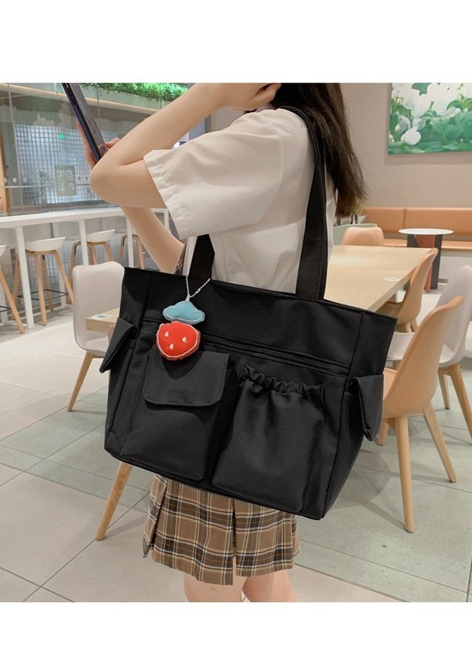 Generic Women's Shoulder Tote Bag Canvas Handbag For Women Large Capacity Bucket Bag Fashionable Travel Messenger Shoulder Bag for Ladies Girls College Students  - Image 2
