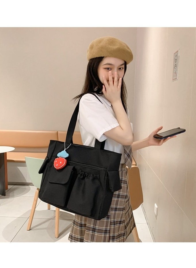 Generic Women's Shoulder Tote Bag Canvas Handbag For Women Large Capacity Bucket Bag Fashionable Travel Messenger Shoulder Bag for Ladies Girls College Students  - Image 3