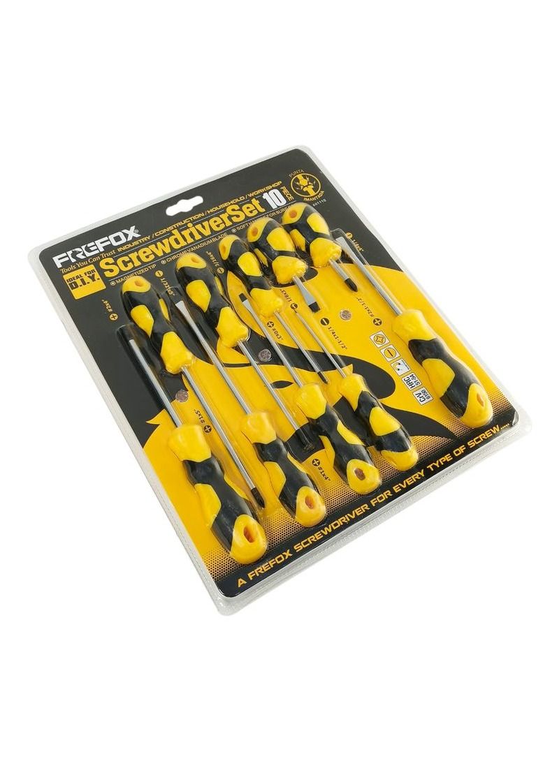 FREFOX 10 Pcs Screwdriver set, Frefox Screwdriver Set Magnet Tip CrV And HRC Steel, 5xStar Type, 5x Minus Type Screwdriver - Image 4